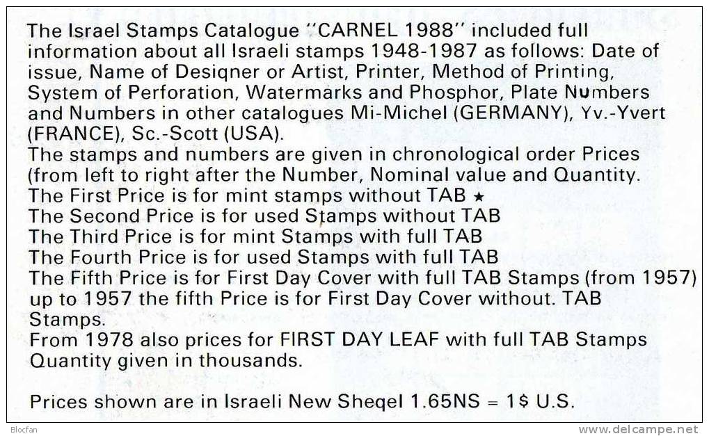 Israel Stamps Catalogue 1988 Antiquarisch 16€ In English - Guides & Manuels