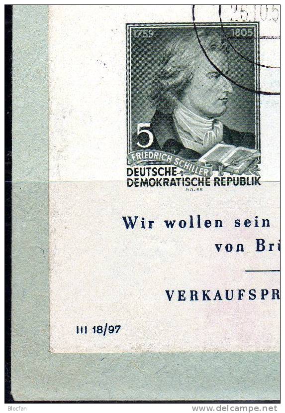 Abart Bedarfsbrief Dichter Schiller Mit 2 Warzen Auf 5Pf. DDR Bloque 12 II O 400€ Rar!!! Cover With Bloc - Oddities On Stamps