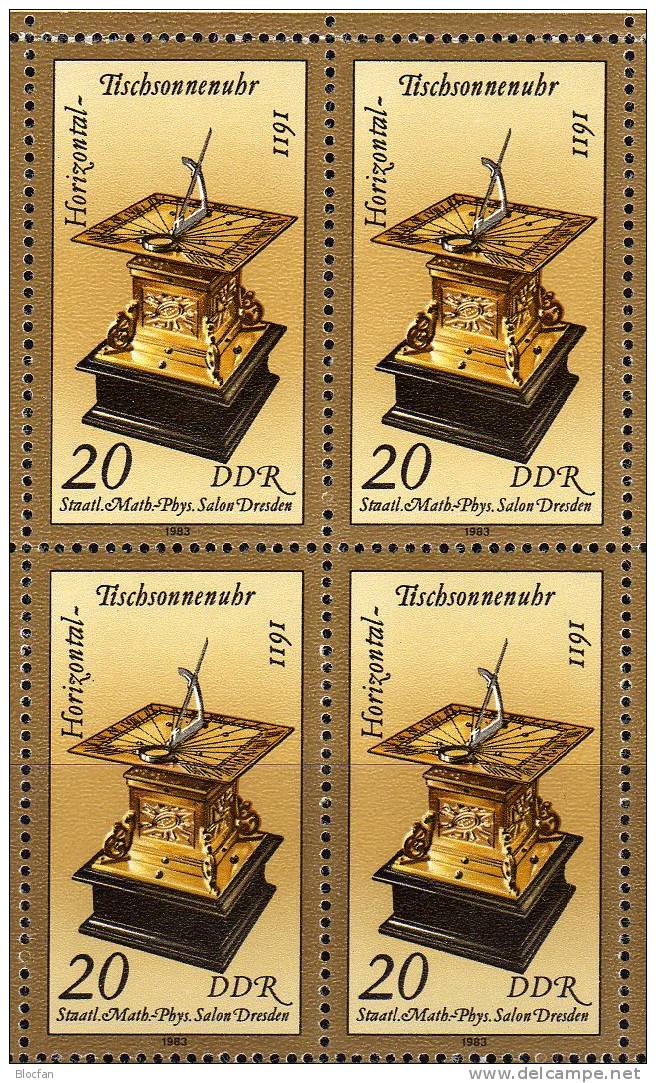 Tisch-Sonnenuhr 1983 DDR 2798,4-Block+Kleinbogen ** 4€ Museum Zwinger Dresden Bloque Hb Bloc M/s Clocks Sheet Bf Germany - Astronomie