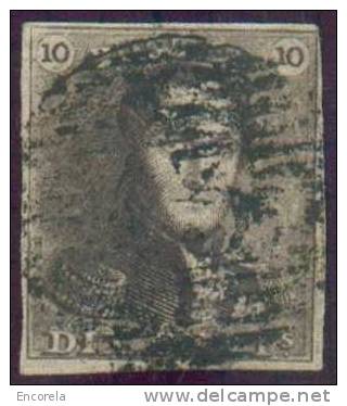 N°1 - Epaulette 10 Centimes Brune, Margée, Obl. P.43 FOSSES. TB  - 4881 - 1849 Hombreras