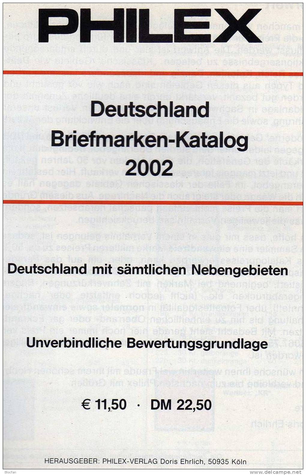 Deutschland Briefmarken Philex Katalog 2002 Antiquarisch 12€ D BRD Berlin DDR SBZ Saar 3.Reich Stamp Catalogue B Germany - Alemania