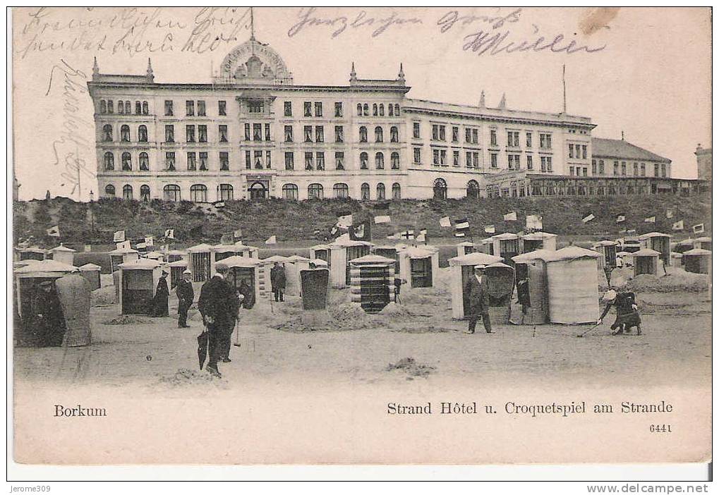 ALLEMAGNE - BORKUM - CPA - N°6441 - Strand Hôtel U. Croquetspiel Am Strande - Borkum