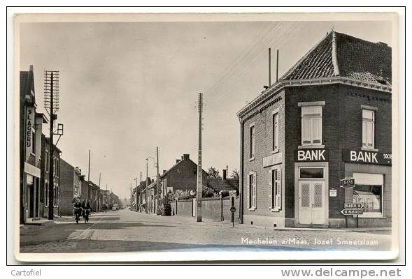 MAASMECHELEN- JOZEF SMEETSLAAN- BANK-SLAGERIJ-ZELDZAME FOTOKAART!! - Maasmechelen