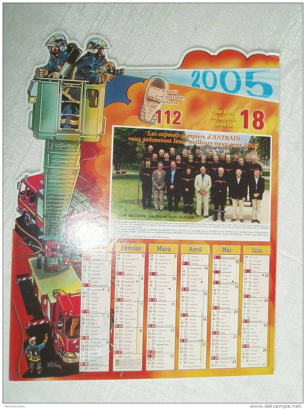 Calendrier Pompiers D'ANTRAIN (35) De 2005, Grand Format Cartonné 43 X 33.5 - Grossformat : 2001-...