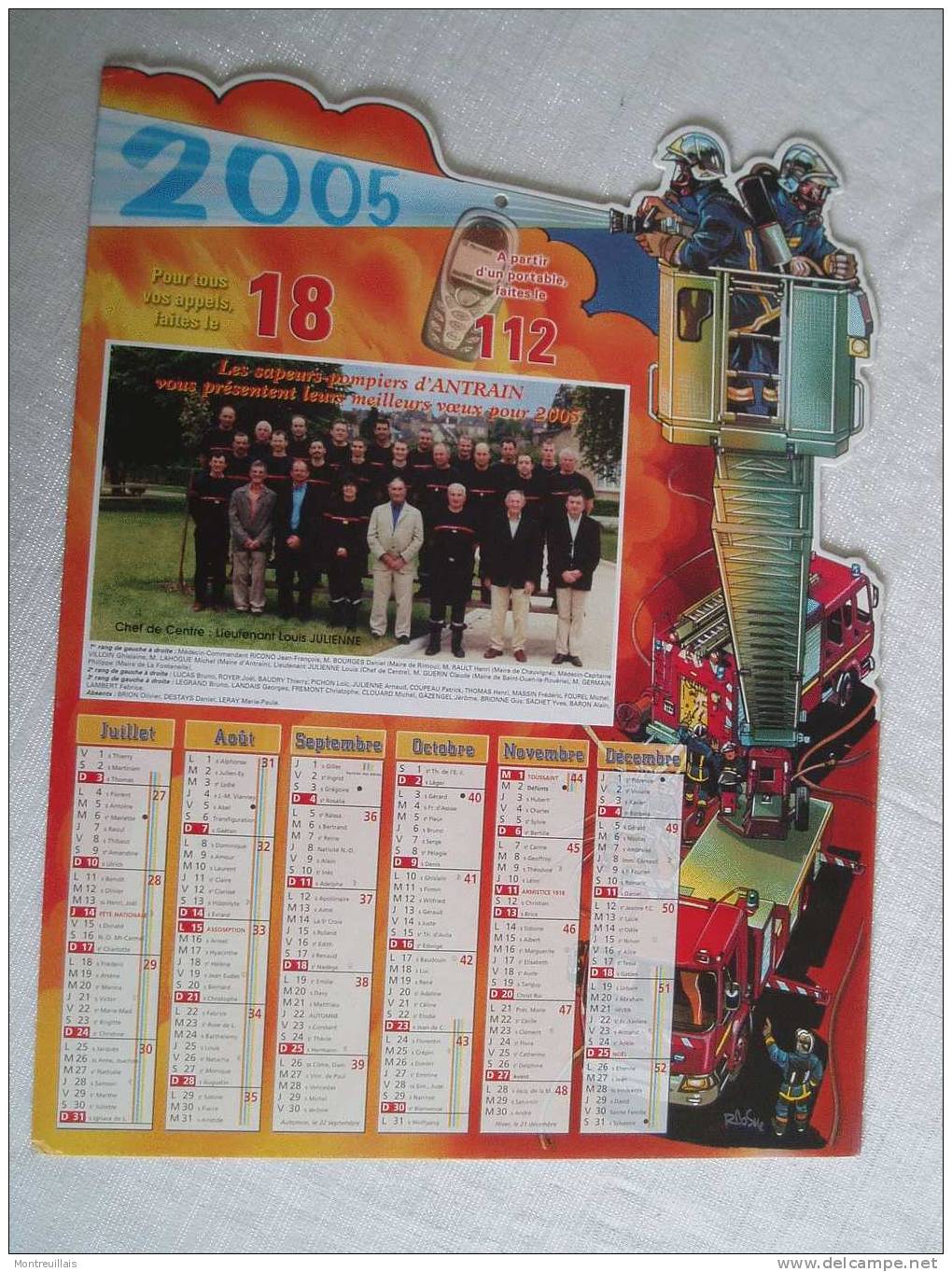 Calendrier Pompiers D'ANTRAIN (35) De 2005, Grand Format Cartonné 43 X 33.5 - Formato Grande : 2001-...