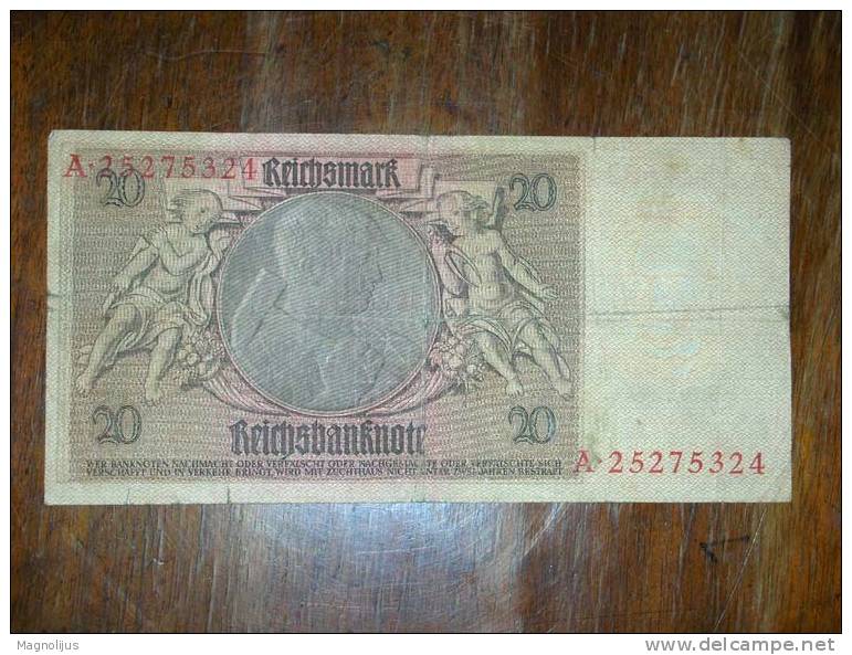 Germany,Reich,Banknote,Paper Money,Bill,Geld,20 Mark - 10 Mark