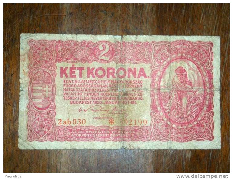 Hungary,Austria,Monarchy, Banknote,Paper  Money,Bill,Geld,2 Korona,Ket - Hungary