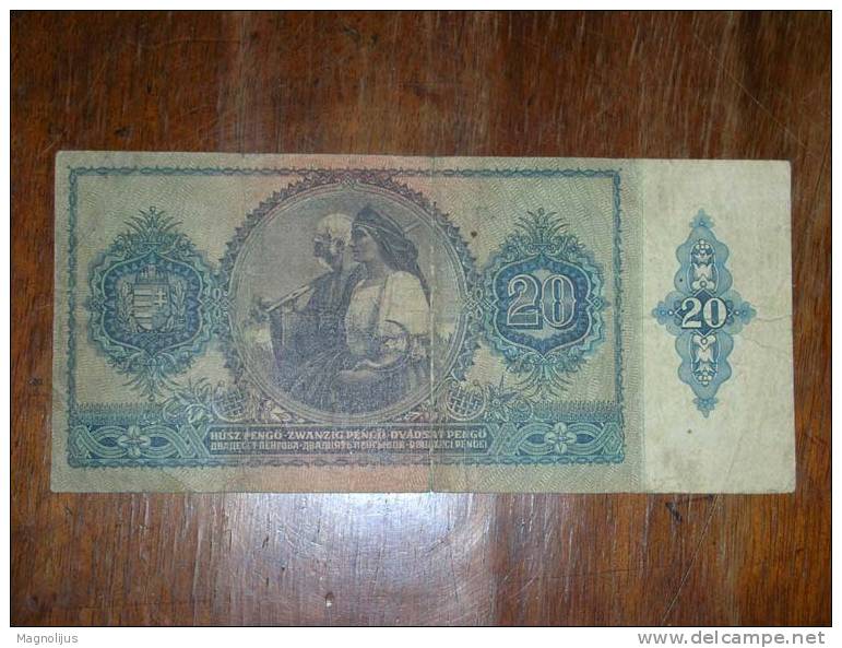 Hungary,Banknote,Paper Money,Bill,Geld,Husz Pengo,20 Pengo,Slightly Damaged - Ungarn