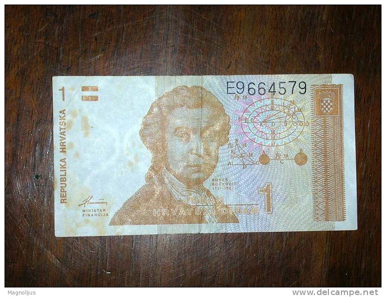 Croatia,Banknote,Paper Money,Geld,5000 Kuna,1991,Civil War,1 Croatian Dinar - Croatia
