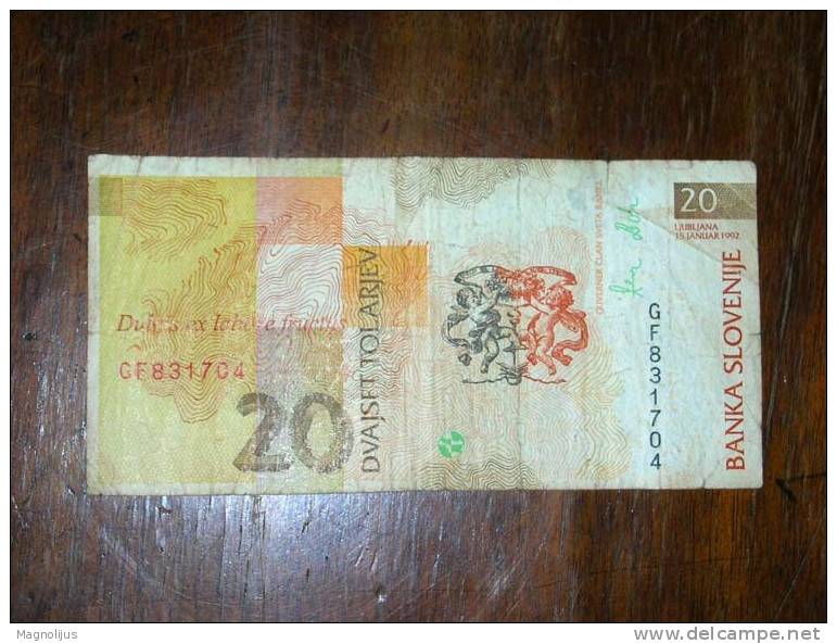 Slovenia,Banknote,Paper Money,Geld,1992,20 Tolarjev - Slovenië