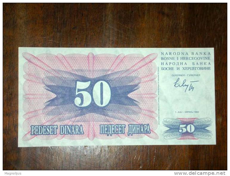 Bosnia And Herzegovina,Banknote,Paper Money,Geld,50 Dinars,Civil War,1992 - Bosnië En Herzegovina