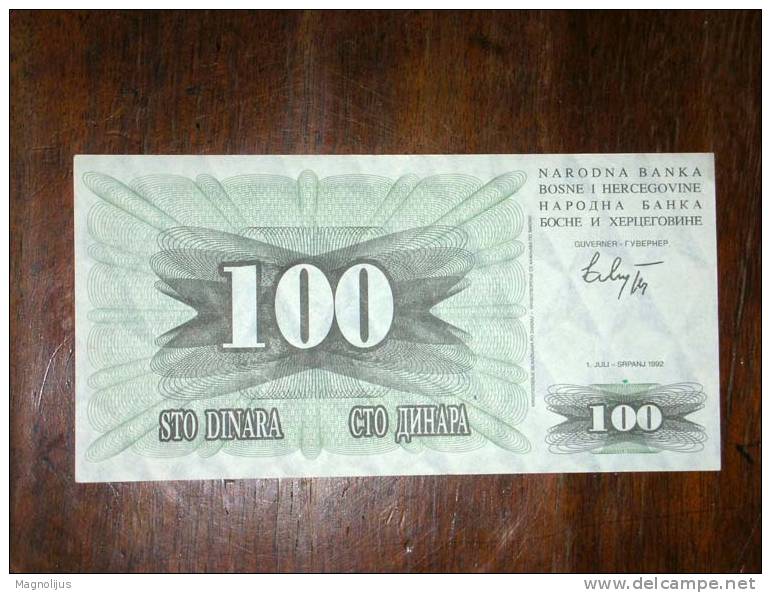 Bosnia And Herzegovina,Banknote,Paper Money,Geld,100 Dinars,Civil War,1992 - Bosnien-Herzegowina