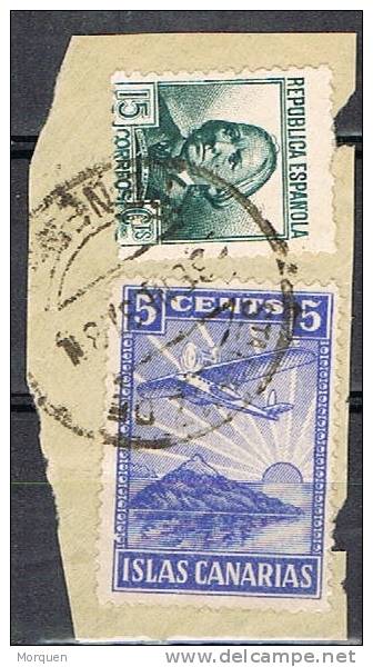 Fragmento Santa Cruz De Tenerife 1938. 5 Cts Islas Canarias - Spanish Civil War Labels
