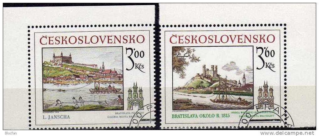 Gemälde 1979 CSSR 2539/0+2Kleinbogen O 18€ Preßburg/Donau Kunst Stich Hoja Bloc Ss Art Sheetlets Bf Tschechoslowakei CSR - Usati