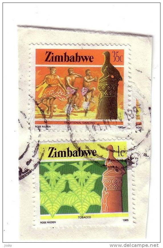 ZIMBABWE - 2. Used Stamps On Paper * TRADITIONAL DANCING & TOBACCO - Zimbabwe (1980-...)