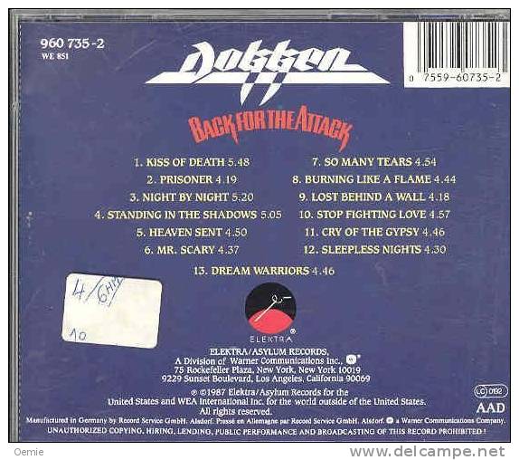 DOKKEN °   BACK FOR THE ATTACK - Hard Rock En Metal