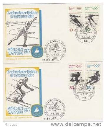 Germany -1972 Munchen Sapporo Winter Olympics Set 2 FDCs - Winter 1972: Sapporo