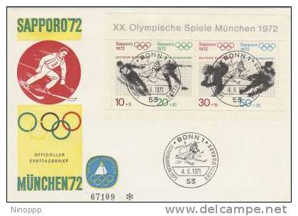 Germany- 1972 Sapporo Winter Olympics Skier, FDC - Hiver 1972: Sapporo