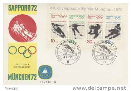 Germany -1972 Sapporo,sky Jumper, FDC - Winter 1972: Sapporo