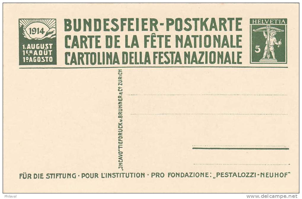 Carte De La Fête Nationale 1914 : Pestalozzi Et Iselin Aux Bains De Schinznach - Collections