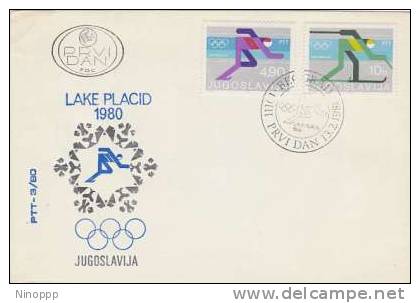 Yugoslavia- 1980 Lake Placid Winter Olympics FDC - Inverno1980: Lake Placid