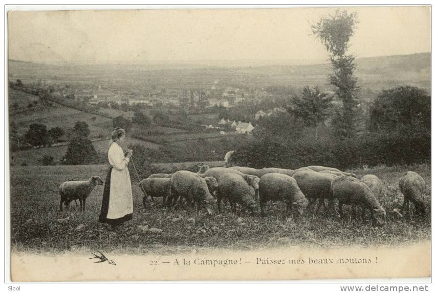 A La Campagne - Paissez Mes Beaux Moutons :! Bergère Et Son Troupeau - Allevamenti