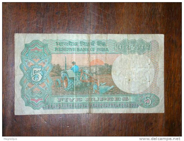 India,Banknote,Paper Money,Bill,Geld,5 Rupees,Tractor - Inde