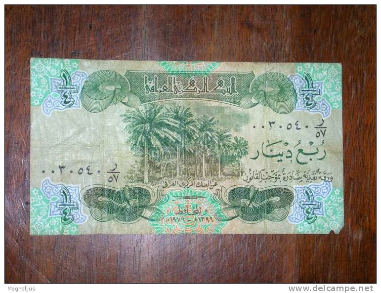 Iraq,Banknote,Paper Money,Bill,Geld,Quarter Dinar,damaged - Iraq