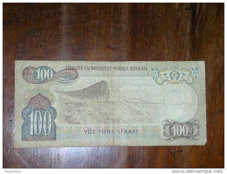 Turkey,Banknote,Paper Money,Bill,Geld,100 Lirasi,1970,Damaged - Turkije