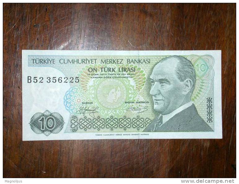 Turkey,Banknote,Paper Money,Bill,Geld,10 Lirasi - Turquia