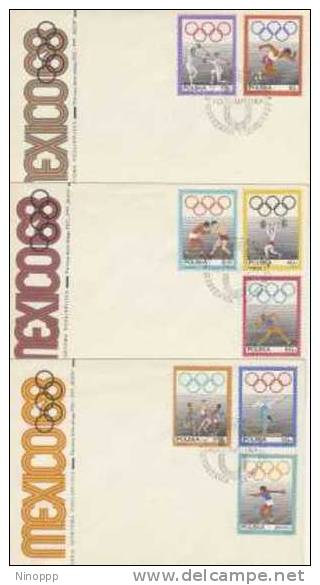 Poland-1968 Mexico Olympics Set 3 FDCs - Zomer 1968: Mexico-City