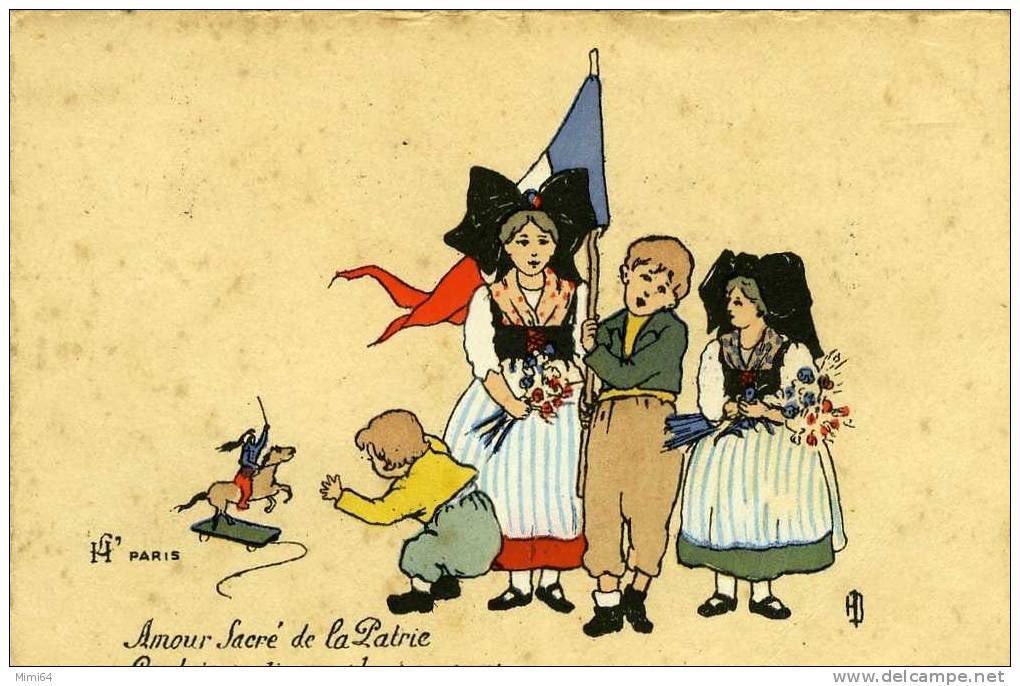 ILLUSTRATEURS   . HANSI . AMOUR SACRE DE LA PATRIE CONDUIS,SOUTIENS NOS BRAS VENGEURS ..... - Hansi