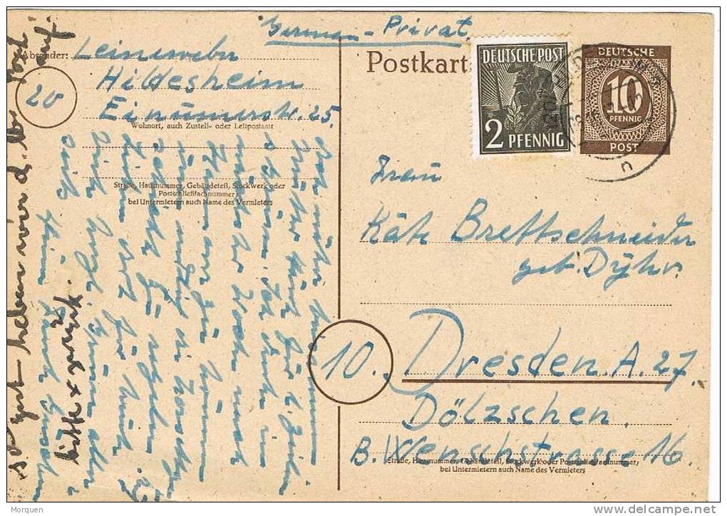 2365. Entero Postal HILDESHEIM (Alemania) Zona Americana 1946 - Otros & Sin Clasificación