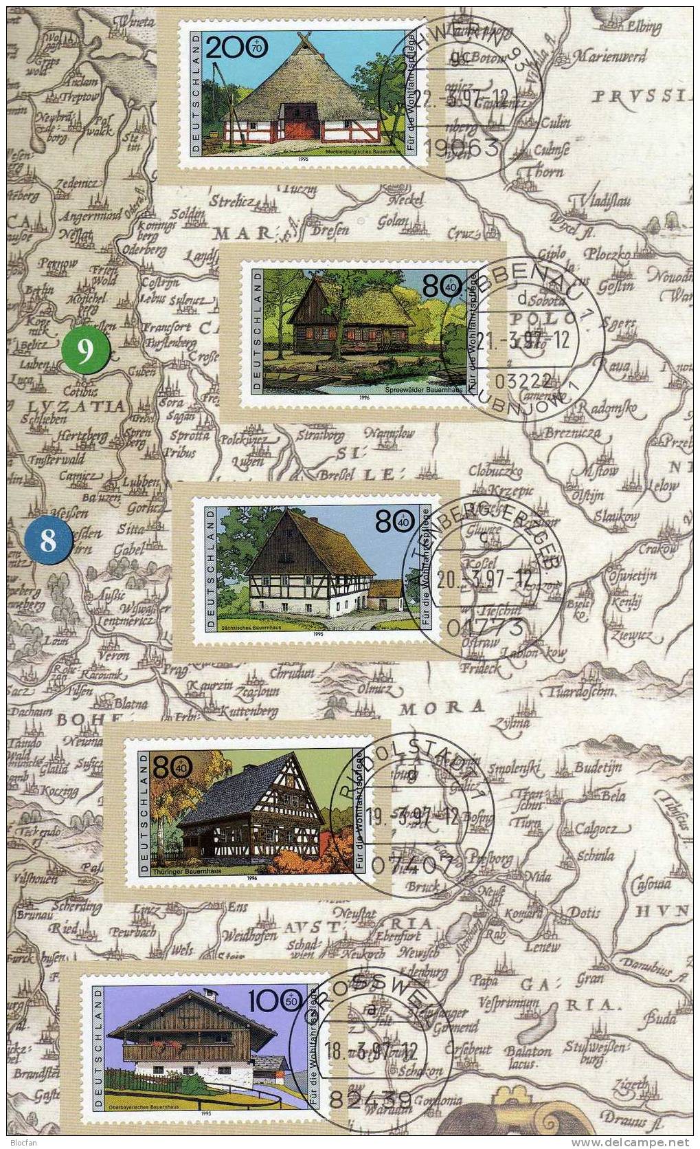 Geschenk-Buch Edition Bauernhäuser Deutschland Mit 4 Sets **/o 41€ Oberbayern Sachsen Architectur Stamps Book Of Germany - Books & Catalogues