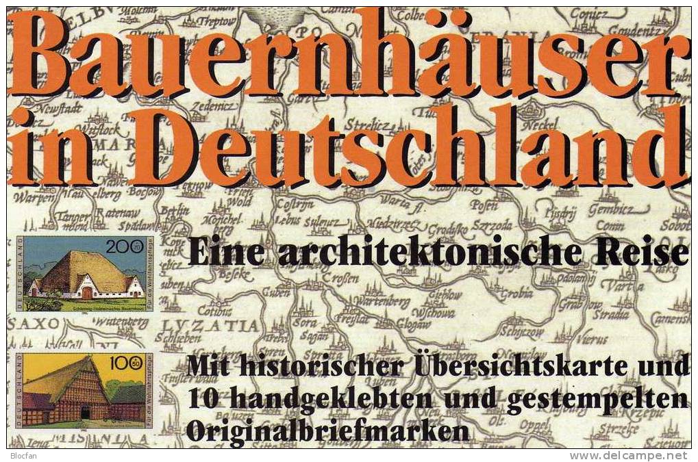 Geschenk-Buch Edition Bauernhäuser Deutschland mit 4 Sets **/o 41€ Oberbayern Sachsen architectur stamps book of Germany