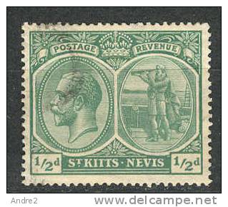 St Christopher - Nevis - Anguilla - St Kiits  - Saint Christophe 1920 George V And Colomb  1/2p - St.Kitts Und Nevis ( 1983-...)