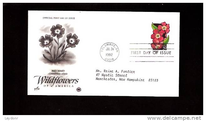 FDC Red Maid - Wildflowers - Scott # 2692 - 1991-2000