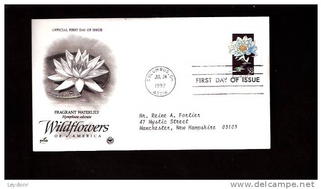 FDC Fragant Water Lily - Wildflowers - Scott # 2648 - 1991-2000