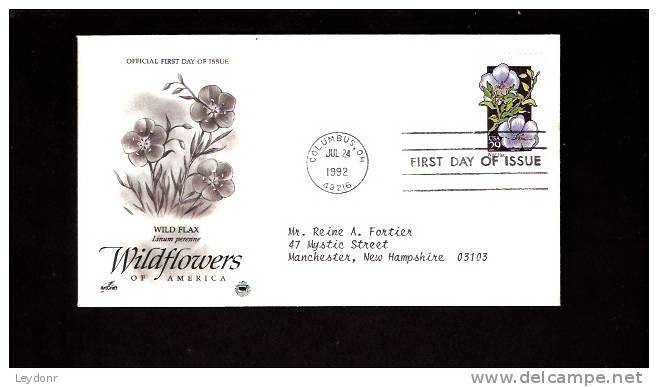 FDC Wild Flax - Wildflowers - Scott # 2696 - 1991-2000