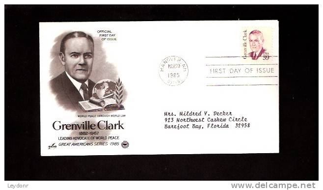FDC Grenville Clark   - Scott # 1867 - 1981-1990