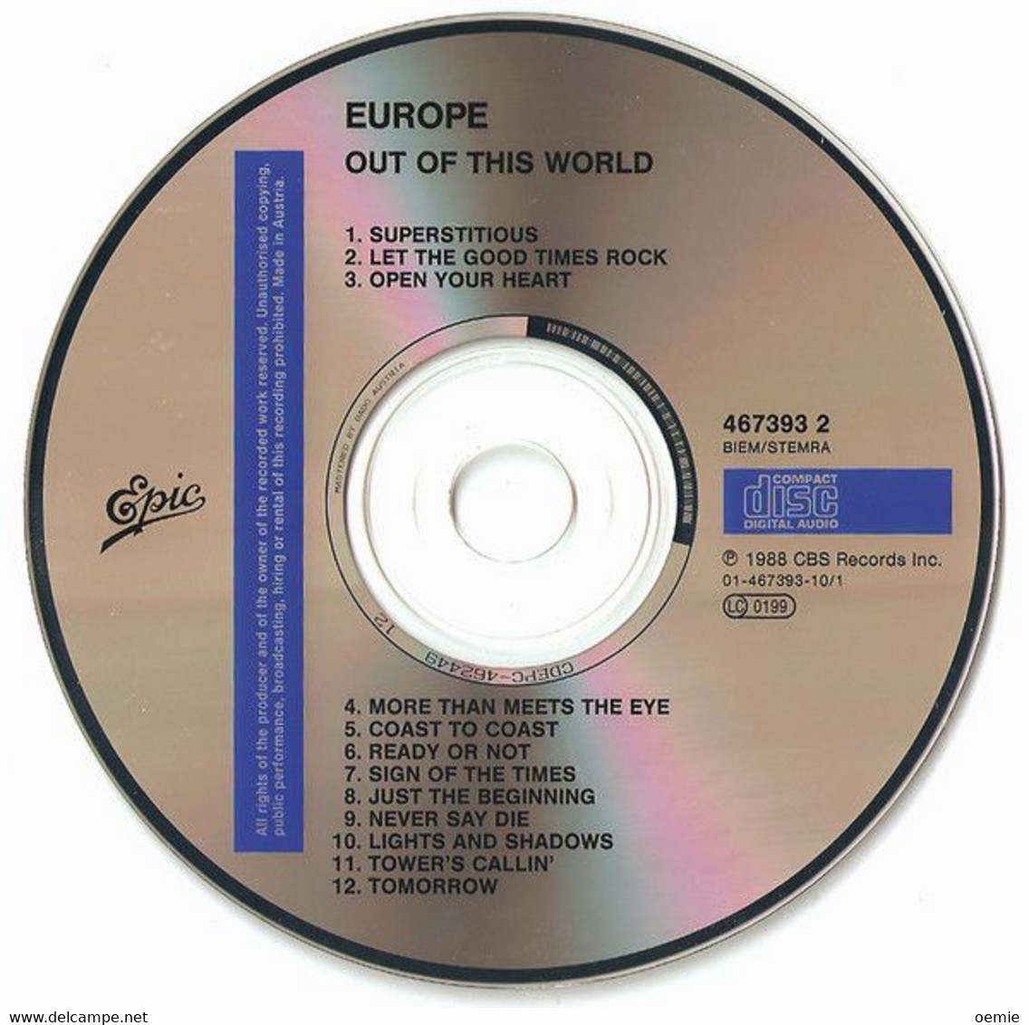 EUROPE  °°   OUT OF THIS WORLD - Rock