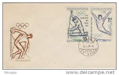 Czecoslovakia-1963 Tokyo Olypics 30h,1.60kcs FDC - Summer 1964: Tokyo