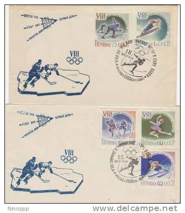 Russia -1960 Squaw Valley Olympics Set 2 FDCs - Hiver 1960: Squaw Valley