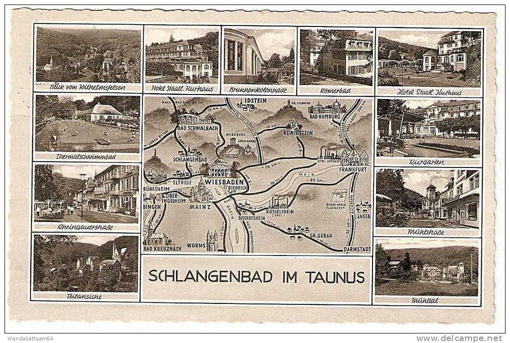 AK 87 Z SCHLANGENBAD IM TAUNUS MBK 13 B. 3.5.1963 Kartenschreibdatum Nach Hannover-Ricklingen Briefmarke Entfernt - Schlangenbad