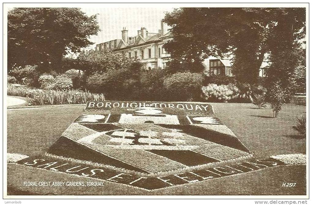 Britain United Kingdom - Floral Crest, Abbey Gardens, Torquay Real Photo Postcard [P647] - Torquay