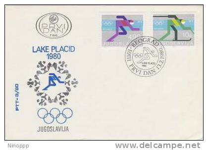 Yugoslavia- 1980 Lake Placid Olympics FDC - Winter 1980: Lake Placid