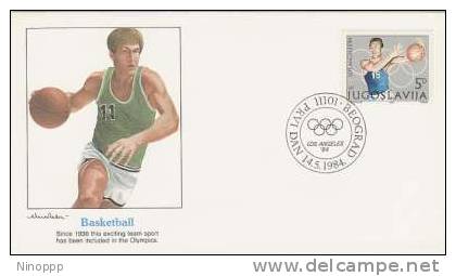 Yugoslavia-1984 Los Angeles Olympics,Basketball,souvenir Cover - Sommer 1984: Los Angeles