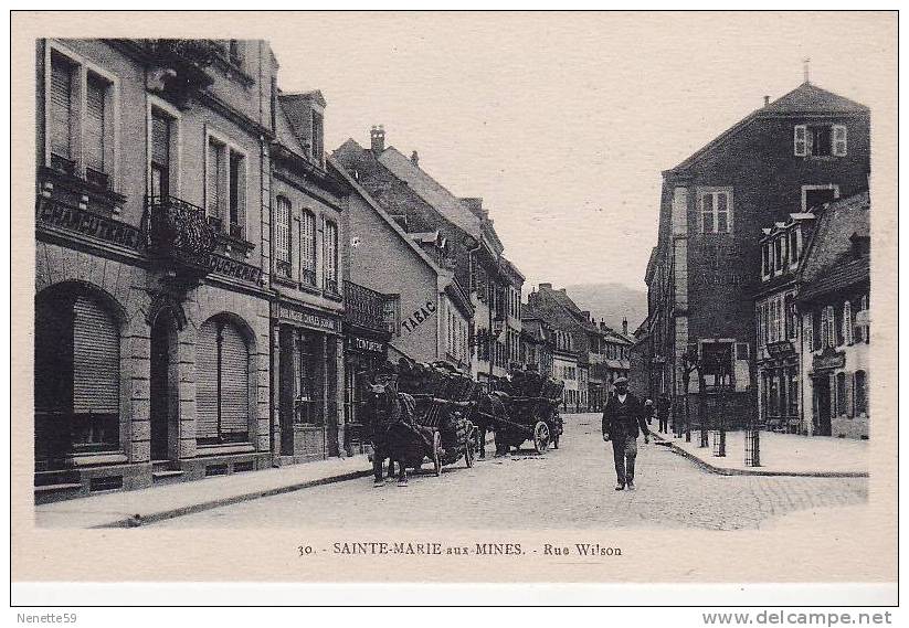 68 SAINTE MARIE AUX MINES - Rue Wilson Animée + Attelages Livraison De Bois + Commerces - Sainte-Marie-aux-Mines