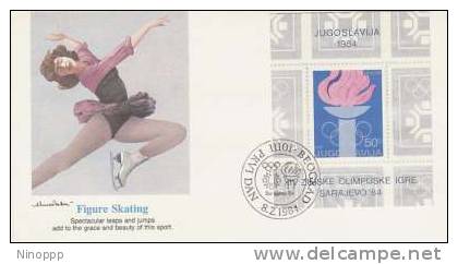 Yugoslavia- 1984 Sarajevo Olympics,Figure Skating,souvenir Cover - Hiver 1984: Sarajevo