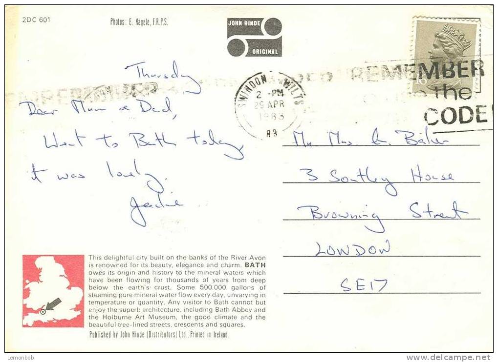 Britain United Kingdom Bath, Avon Postcard [P1126] - Bath